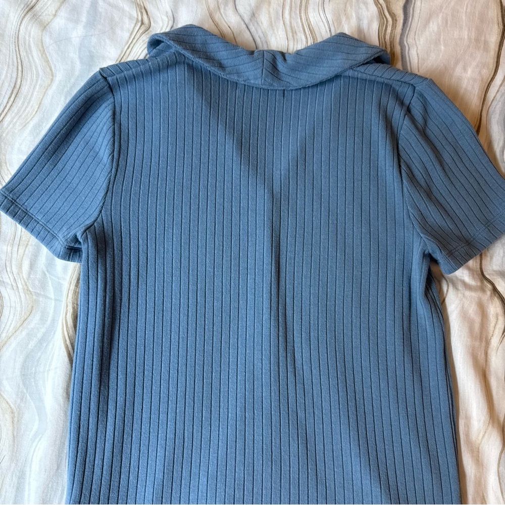 Madewell Blue Ribbed Polo - Picture 3 of 4